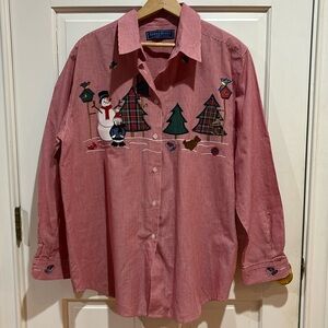 Karen Scott | Holiday Design Women's Button Down; Size Large